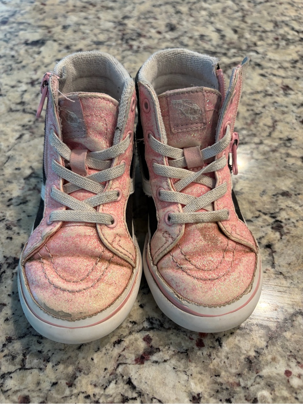 Vans Kids Glitter Pink High-Top Sneakers with Side Zipper